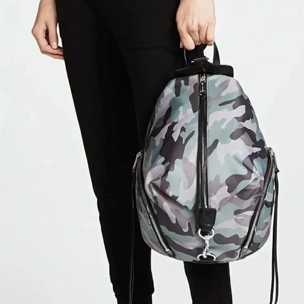 Rebecca Minkoff  Logo Patch on Gray Green Camo Backpack